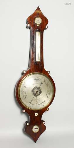 A LARGE REGENCY ROSEWOOD BANJO BAROMETER by a FAGIOLI & SON....