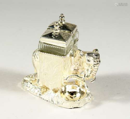 A GOOD SILVER PALATE ELEPHANT CRUET