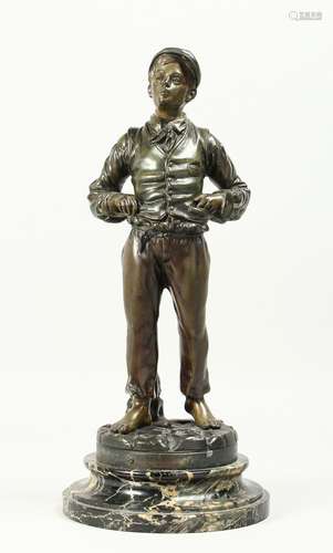 ANTONY BAILLY A GOOD BRONZE OF A WHISTLING BOY. Signed, on a...