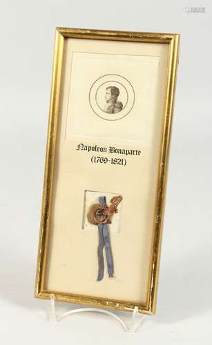 A GILT FRAMED SEAL, NAPOLEON BONEPARTE (1769 - 1821) 10 x 4 ...