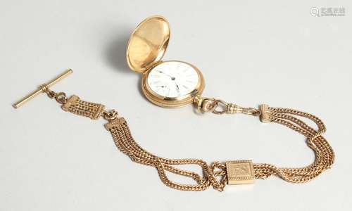 A LADIES WALTHAM DRESS WATCH AND CHAIN