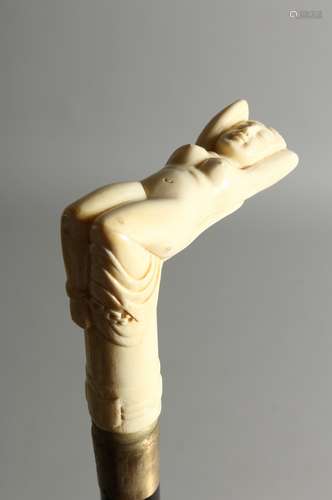 A BONE WALKING STICK 'NUDE' 35ins long