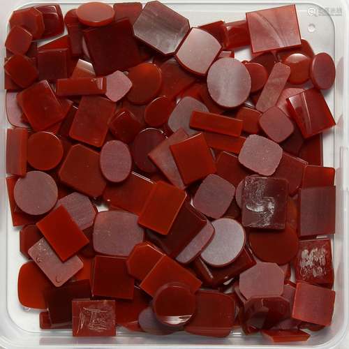 A BOX OF CORNELIAN STONES