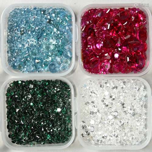 FOUR SMALL BOXES OF SPINEL GEMSTONES