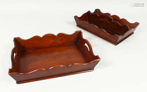 TWO MAHOGANY CUTLERY TRAYS 11.5ins long