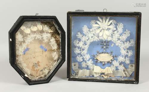 TWO FRAMED AND GILDED RELIQUERY MOMENTOS