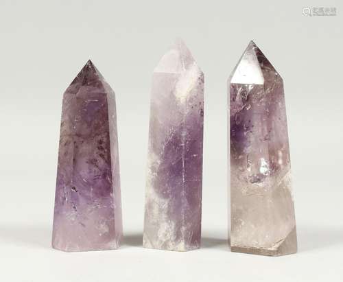 THREE AMETHYST OBELISKS