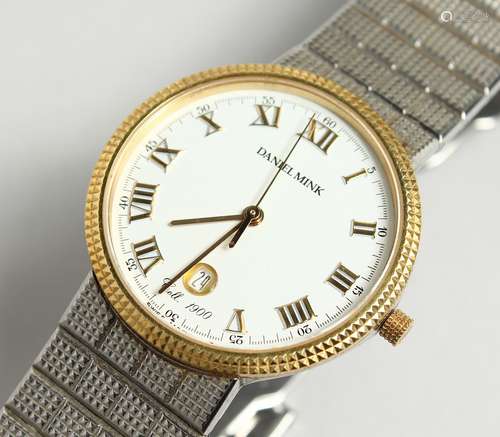 A GENTLEMAN'S 18CT GOLD AND STEEL, DANIEL MINK WRIST WATCH