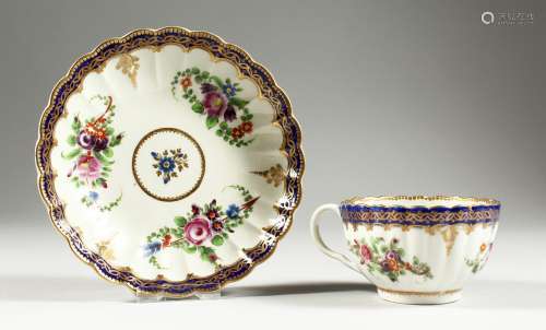 A WORCESTER TEACUP AND SAUCER painted with the Royal Marriag...