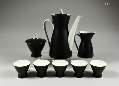 A ROSENTHAL BLACK AND WHITE COFFEE SET, 8 PIECES.
