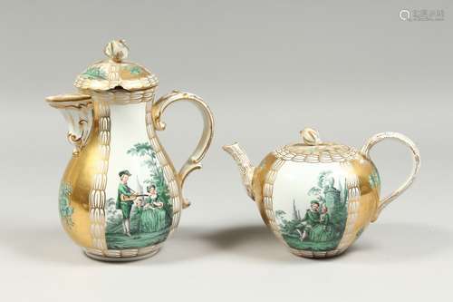 A GOOD 19TH CENTURY MEISSEN PORCELAIN BULLET SHAPED TEA POT ...