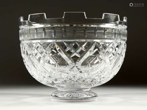 A SUPERB WATERFORD LISMORE CRYSTAL BOWL. 10ins diameter, 7 i...