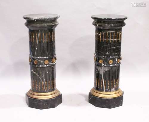 A SUPERB PAIR OF LOUIS XVTH DESIGN MARBLE, CIRCULAR FLUTED P...