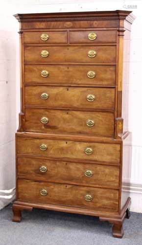 A GOOD LARGE GEORGE III MAHOGANY TALLBOY, the top with detai...