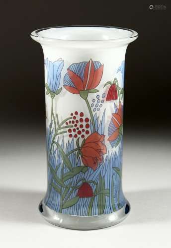 A ROSENTHAL LIMITED EDITION FLORAL VASE Signed, 10ins high.