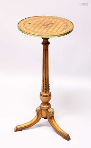 A GOOD 19TH CENTURY FRENCH CIRCULAR TOP TRIPOD TABLE, with c...