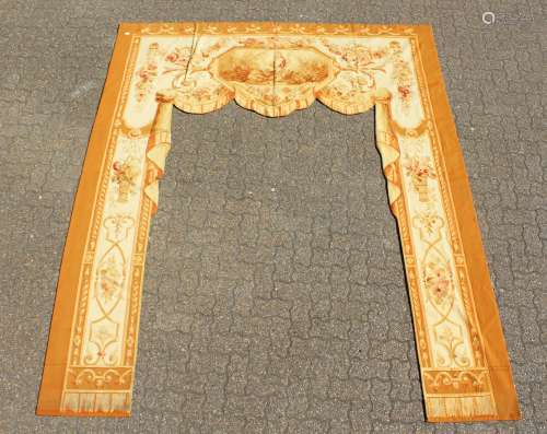 A SUPERB PAIR OF AUBUSSON ARCHWAY FABRICS. 9ft 6ins long x 8...