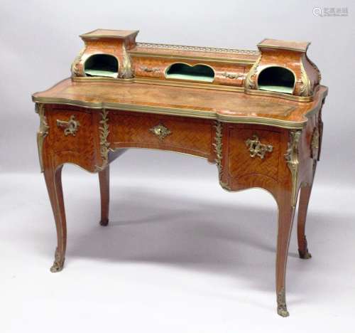 A GOOD LOUIS XVI STYLE KINGWOOD AND PARQUETRY INLAID WRITING...