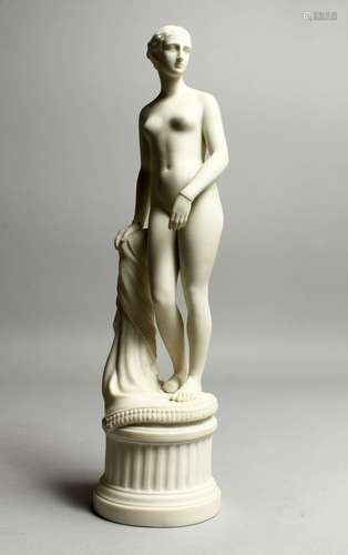 A PARIAN STANDING NUDE ON A PEDESTAL, possibly Copeland. 14i...