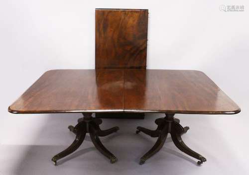 A GOOD GEORGE IV PERIOD MAHOGANY TWIN PILLAR DINING TABLE, c...