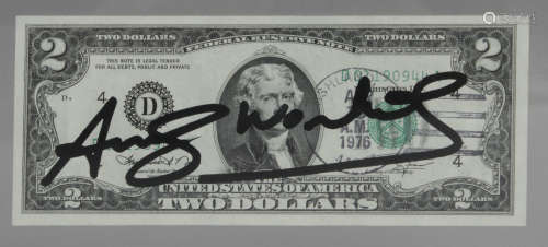 Andy Warhol. Two dollar signed banknote