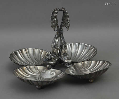 A 19th century Isabelino silver spice rack