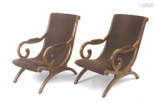 A pair of Louis Philippe period walnut armchairs