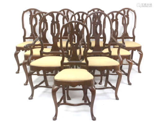 A 19th century Isabelino set of eight mahogany chairs and ar...