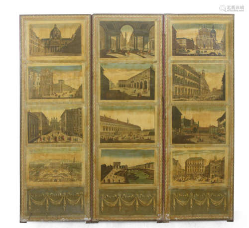 A first half of 20th century three panel folding screen