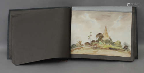 A19th century Cambodian album with paintings, sketches and e...