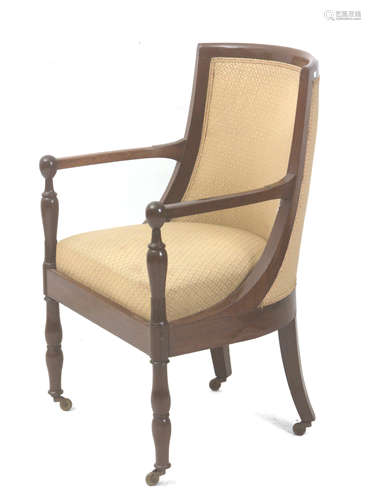 A 19th century mahogany Napoleon III office chair