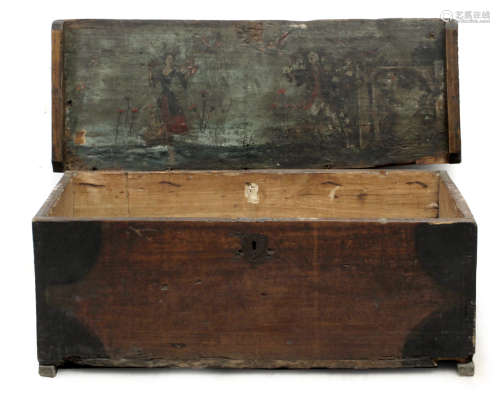 An 18th century Catalan polychromed marine chest