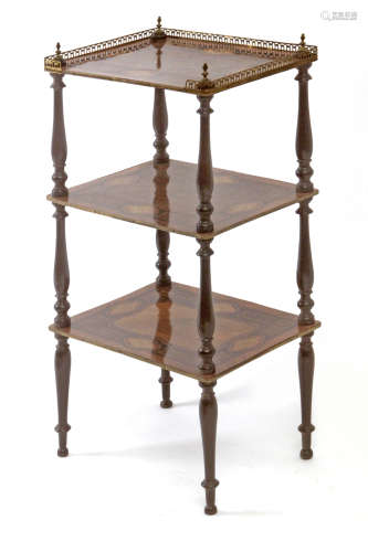 A 19th century French mahogany three tier side table