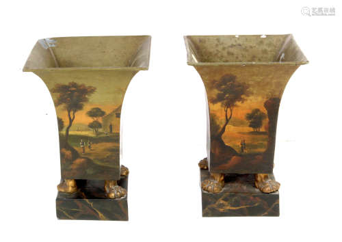 A pair of first half 20th century French painted jardinieres