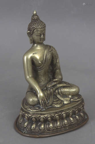 A 19th-20th centuries Tibetan Vajrasana buddha bronze sculpt...