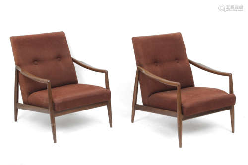 A pair of Scandinavian rosewood armchairs