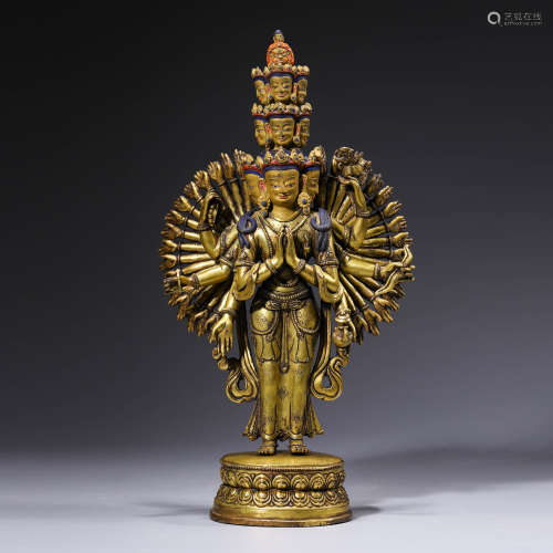 十八世纪 西藏铜鎏金十一面观音