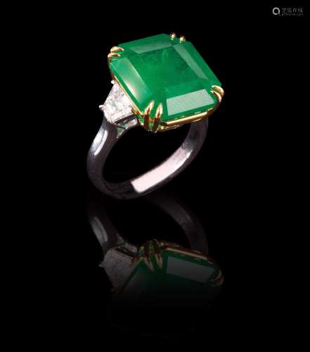 珠寶 14.21克拉頂級艷綠VIVID GREEN 哥倫比亞祖母綠鑽戒