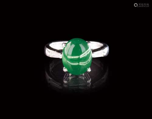 珠寶 天然緬甸冰瓜綠鑽石戒