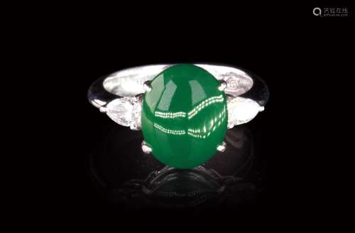 珠寶 天然緬甸冰瓜綠鑽石戒