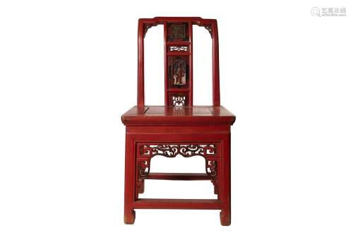 CHINESE CINNABAR LACQUER CHILD CHAIR