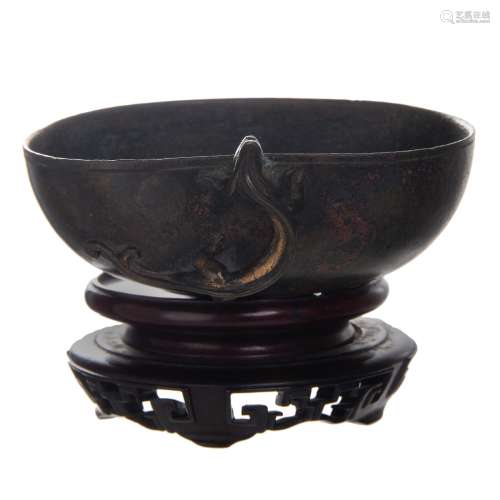 BRONZE BOWL ON STAND