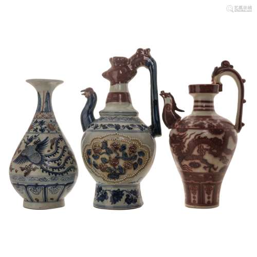 THREE YUAN STYLE PORCELAIN VESSELS