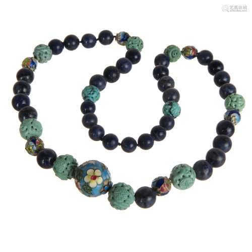 LAPIS AND TURQUOISE BEAD NECKLACE