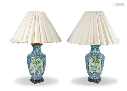 PAIR OF CHINESE CLOISONNE LAMPS