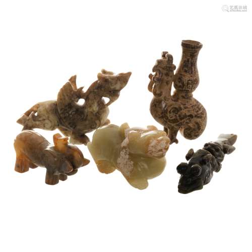 COLLECTION OF THREE  ASSORTED JADE/STONE CARVINGS