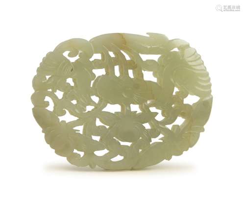 OPEN WORK JADE FLOWER PLAQUE