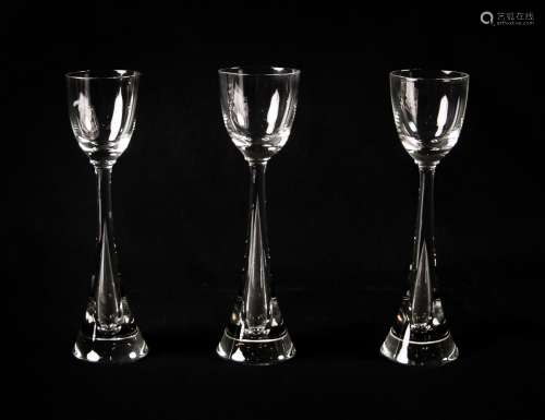 SET OF THREE CRYSTAL STEMWARE