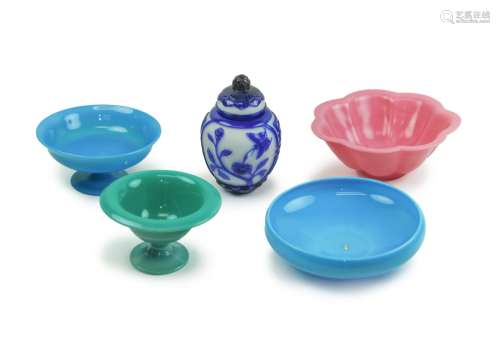 GROUP OF FIVE BEJING GLASS PIECES