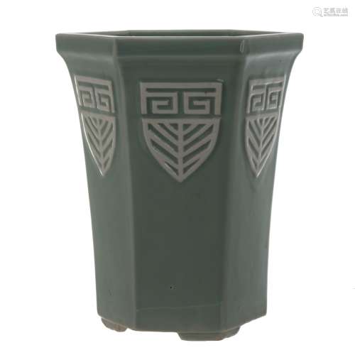 CELADON HEXAGONAL VASE